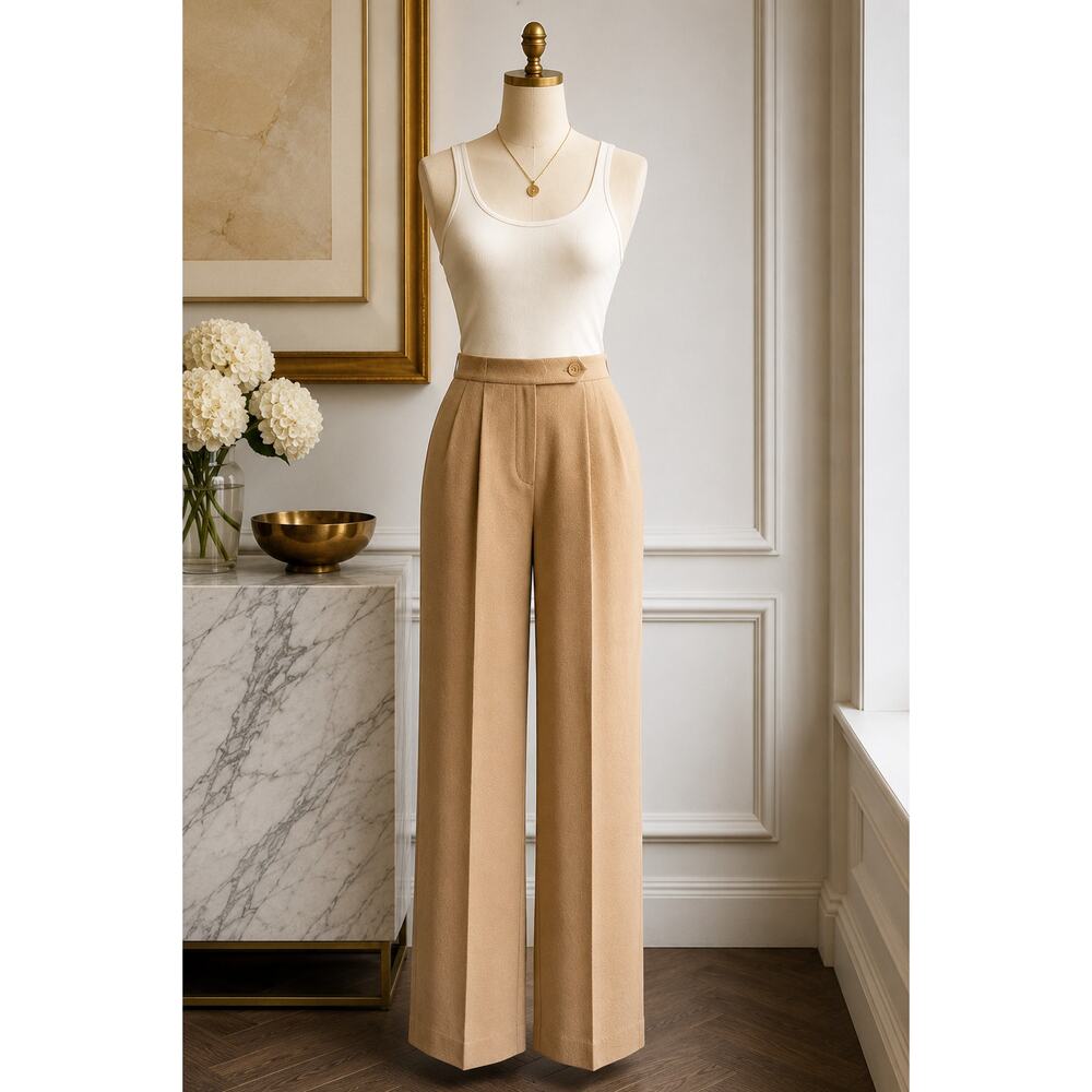 Emanuel Ungaro Vintage Camel Crepe Trousers Size 10 44